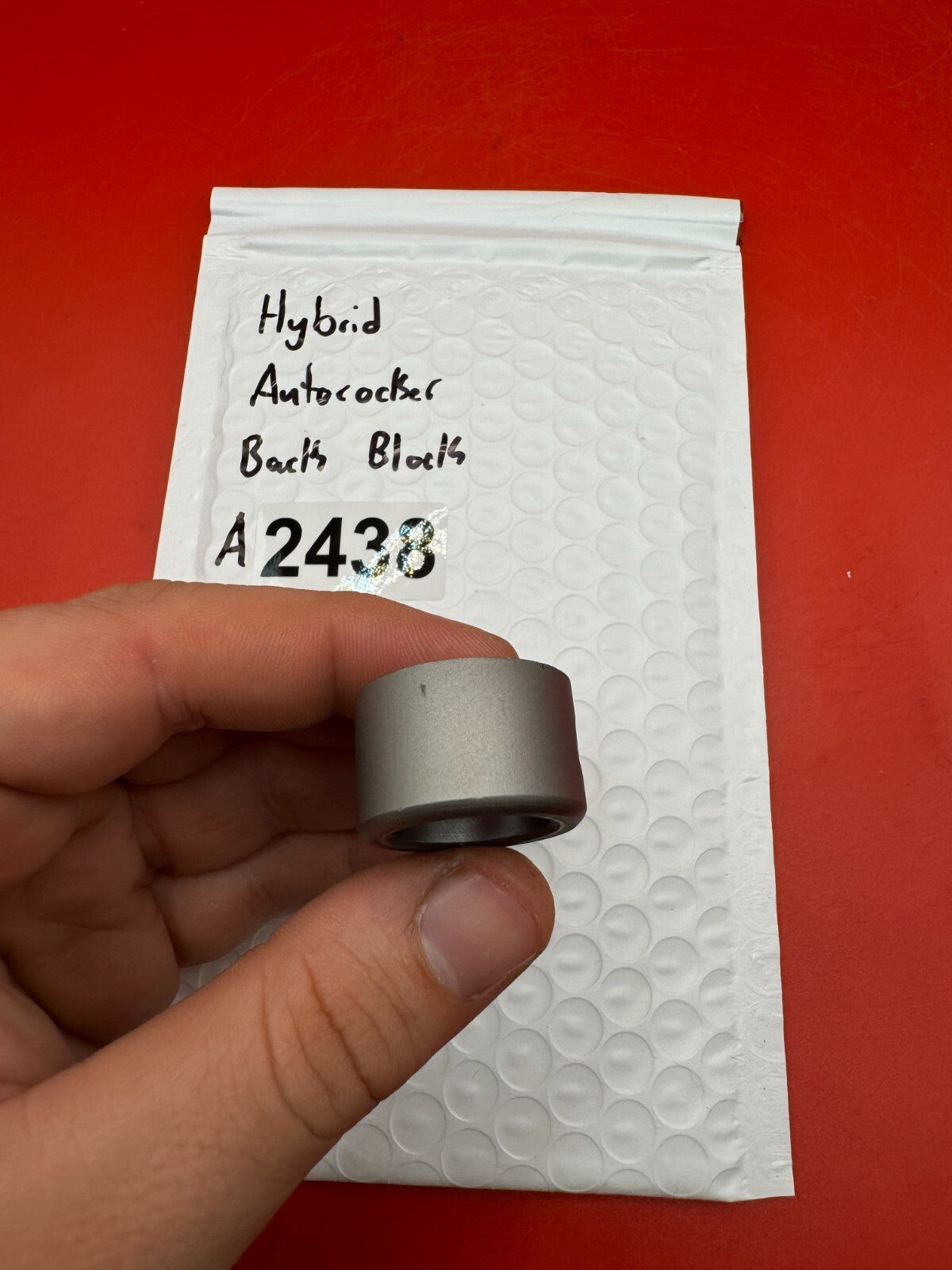 Hybrid Autococker Back Block - used paintball back block - gunmetal/dark anodized