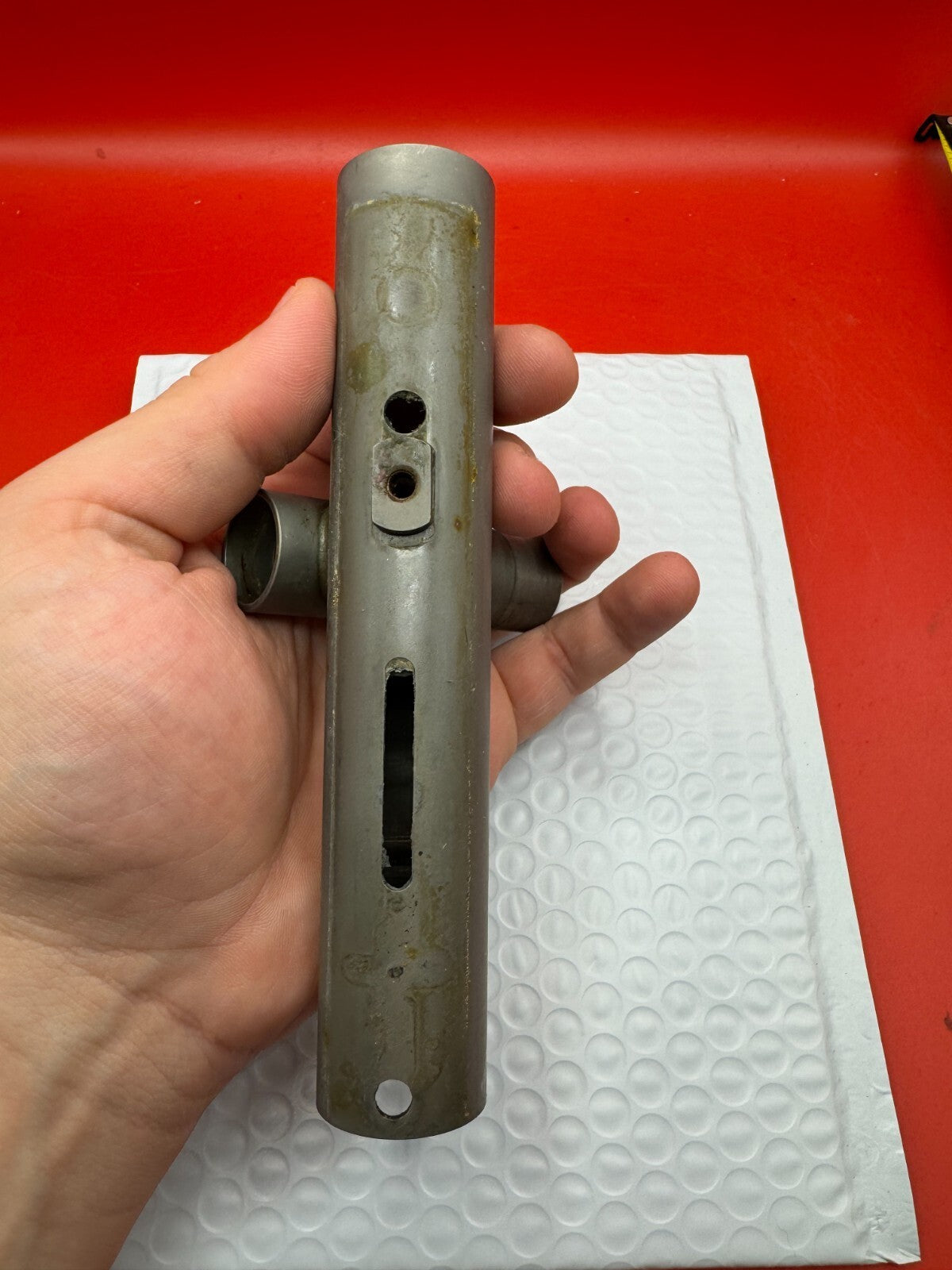 AGD Automag Power Feed Body - used paintball power feed body - gunmetal anodized