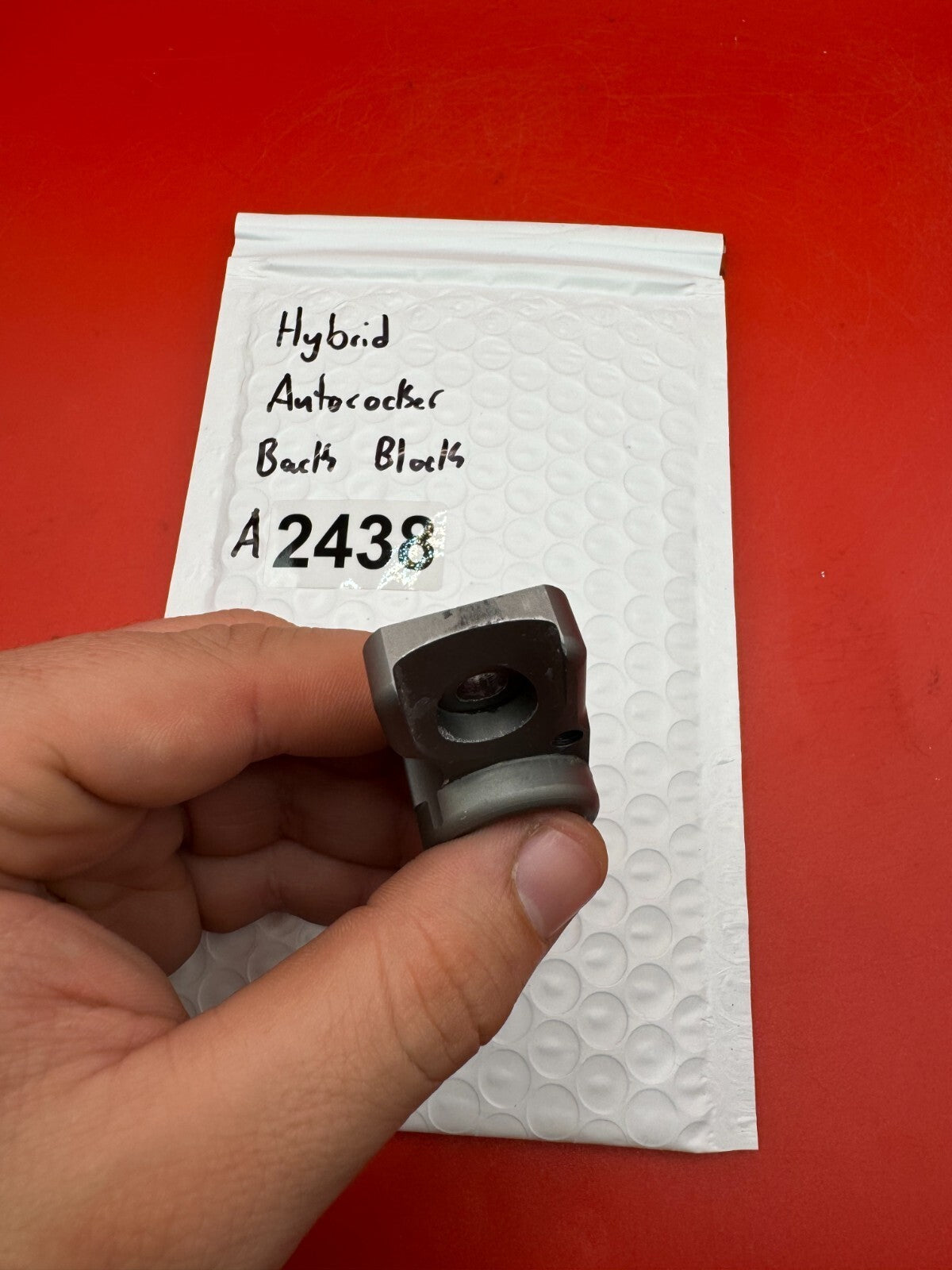 Hybrid Autococker Back Block - used paintball back block - gunmetal/dark anodized