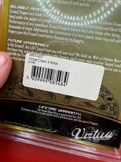 Virtue Crown Speed Feed Rotor NOS-Green - used paintball speed feed - lime green