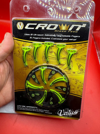 Virtue Crown Speed Feed Rotor NOS-Green - used paintball speed feed - lime green