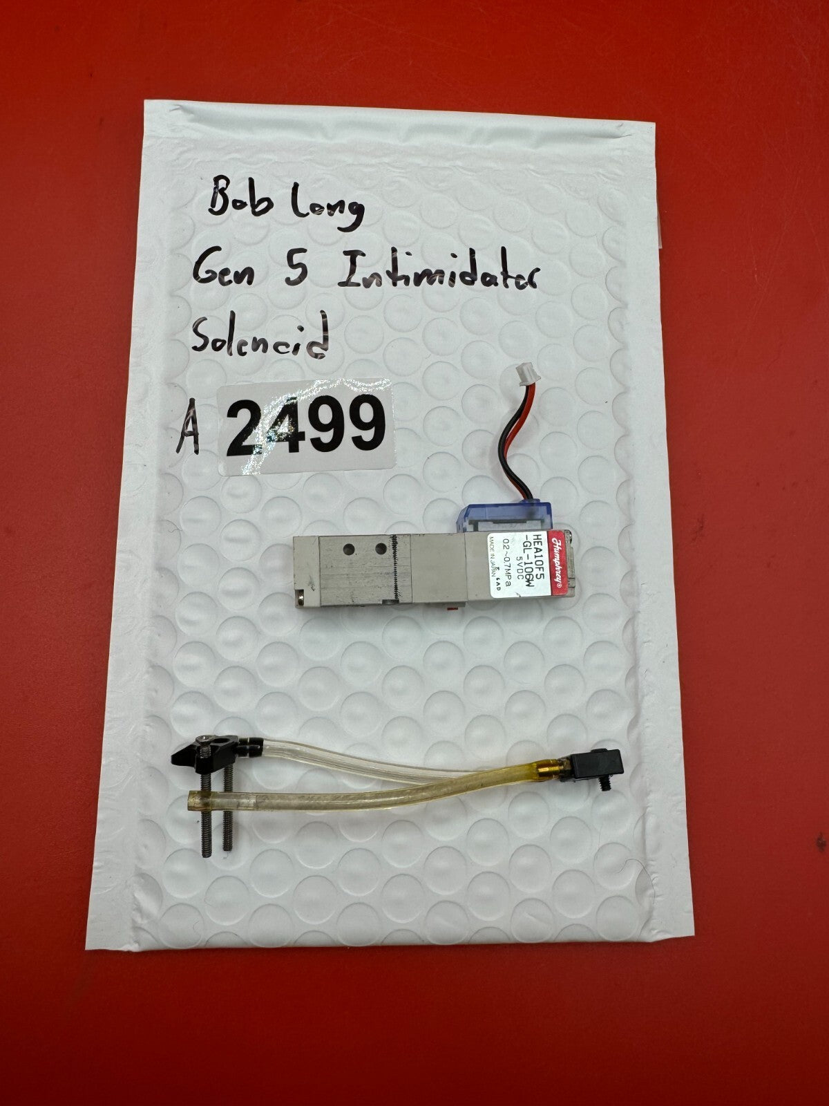 Bob Long Gen 5 Intimidator Solenoid - used paintball solenoid - silver/blue