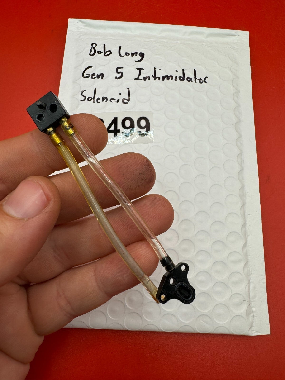 Bob Long Gen 5 Intimidator Solenoid - used paintball solenoid - silver/blue