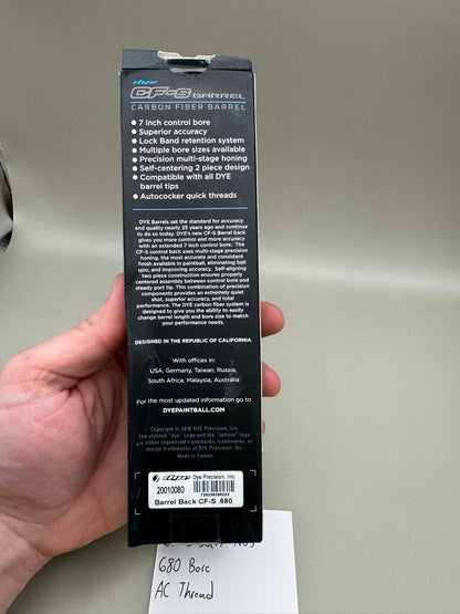 Dye CF-S Back-NOS 680 Bore AC Thread-Black