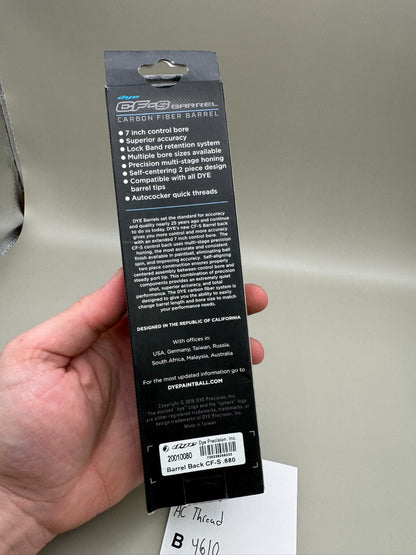 Dye CF-S Back-NOS 680 Bore AC Thread-Black