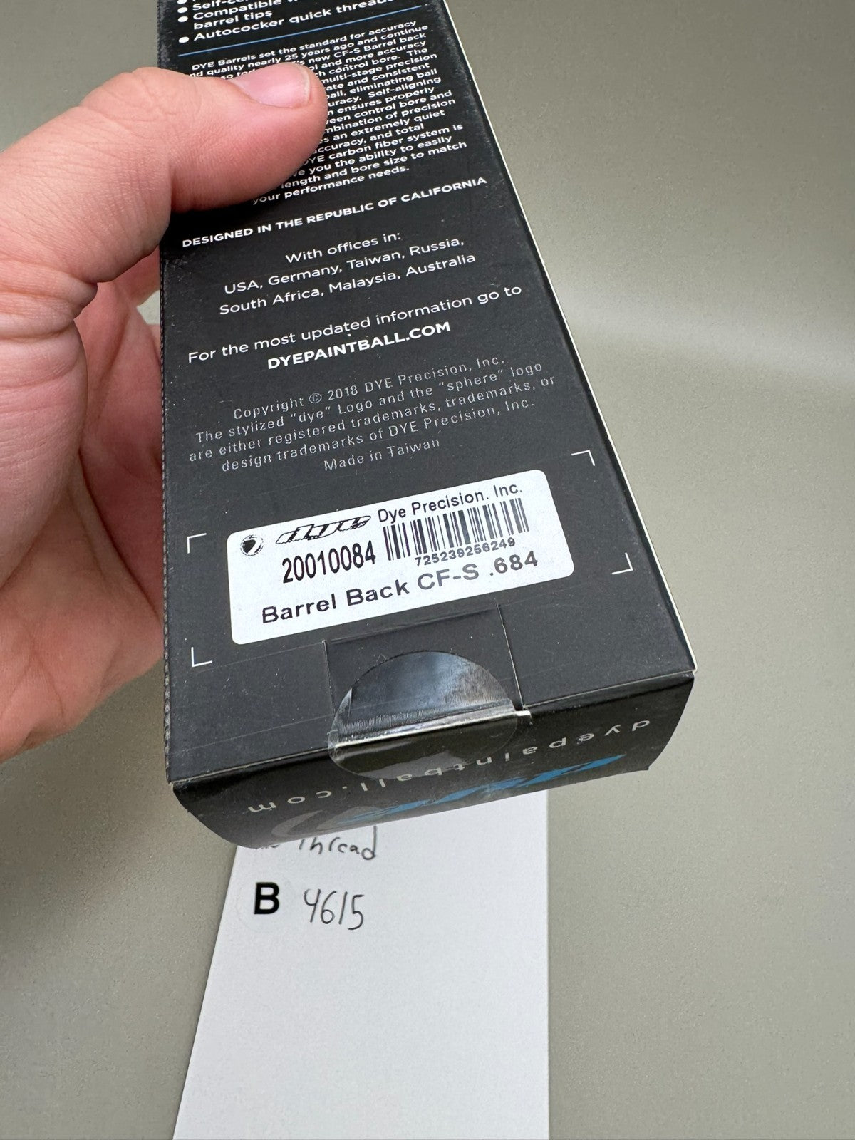 Dye CF-S Back-NOS 684 Bore AC Thread-Black