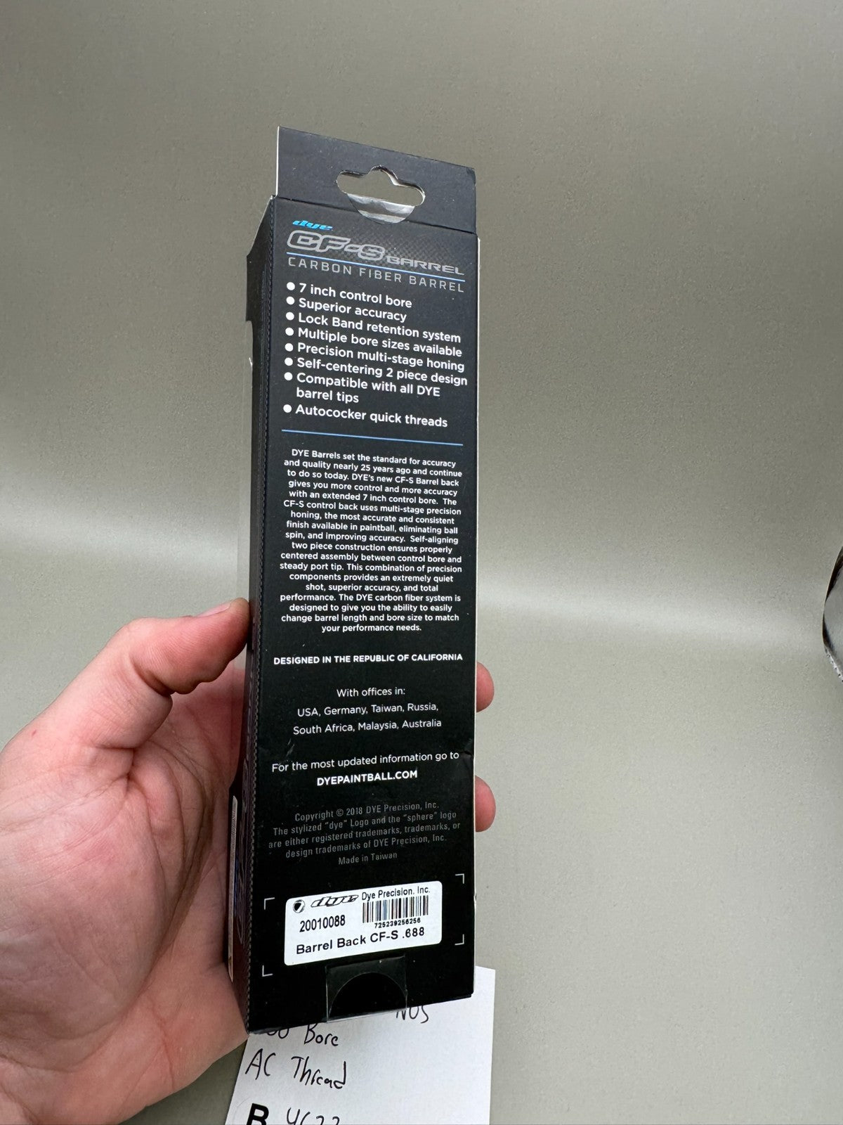Dye CF-S Back-NOS 688 Bore AC Thread-Black