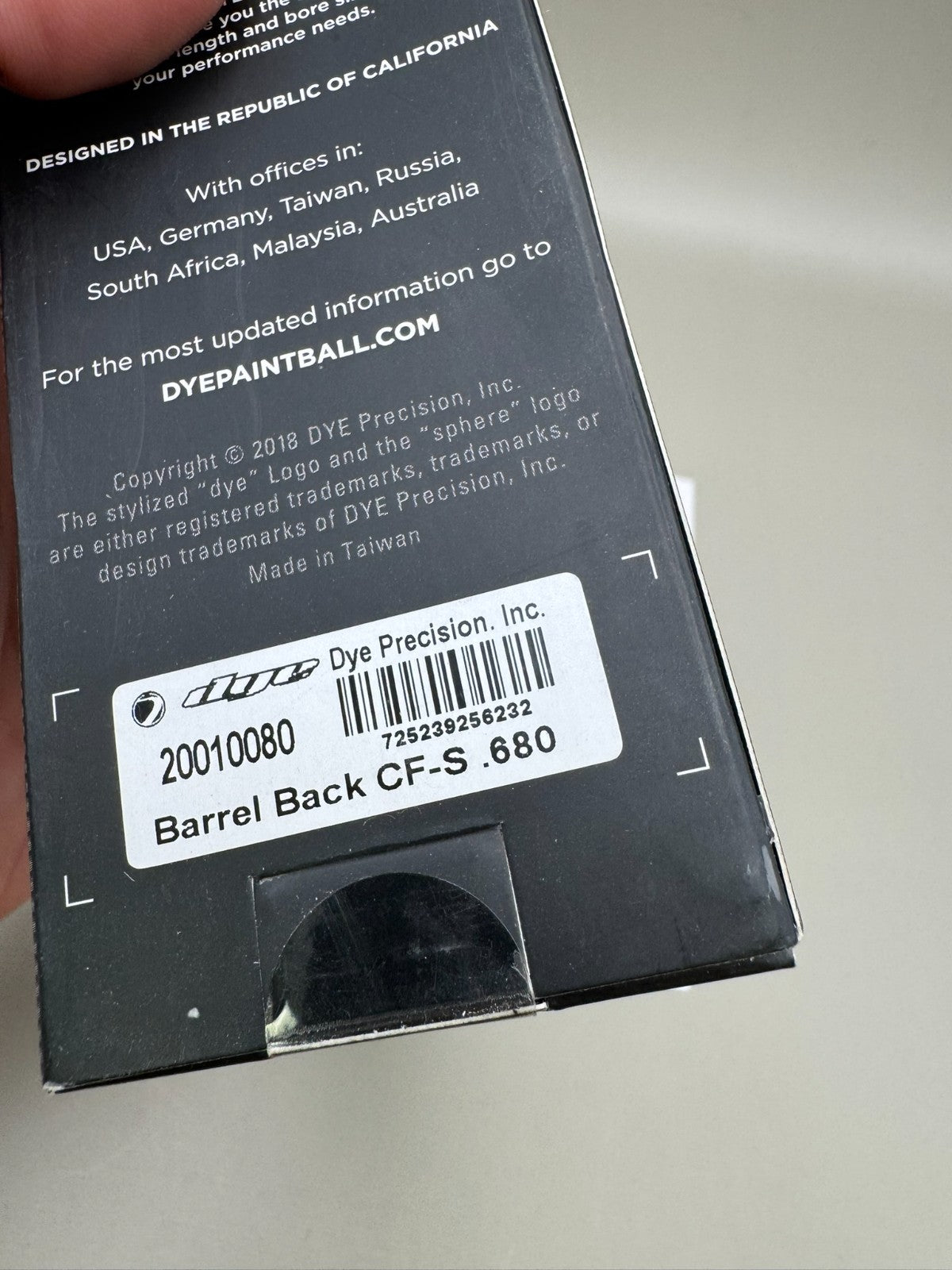 Dye CF-S Back-NOS 680 Bore AC Thread-Black