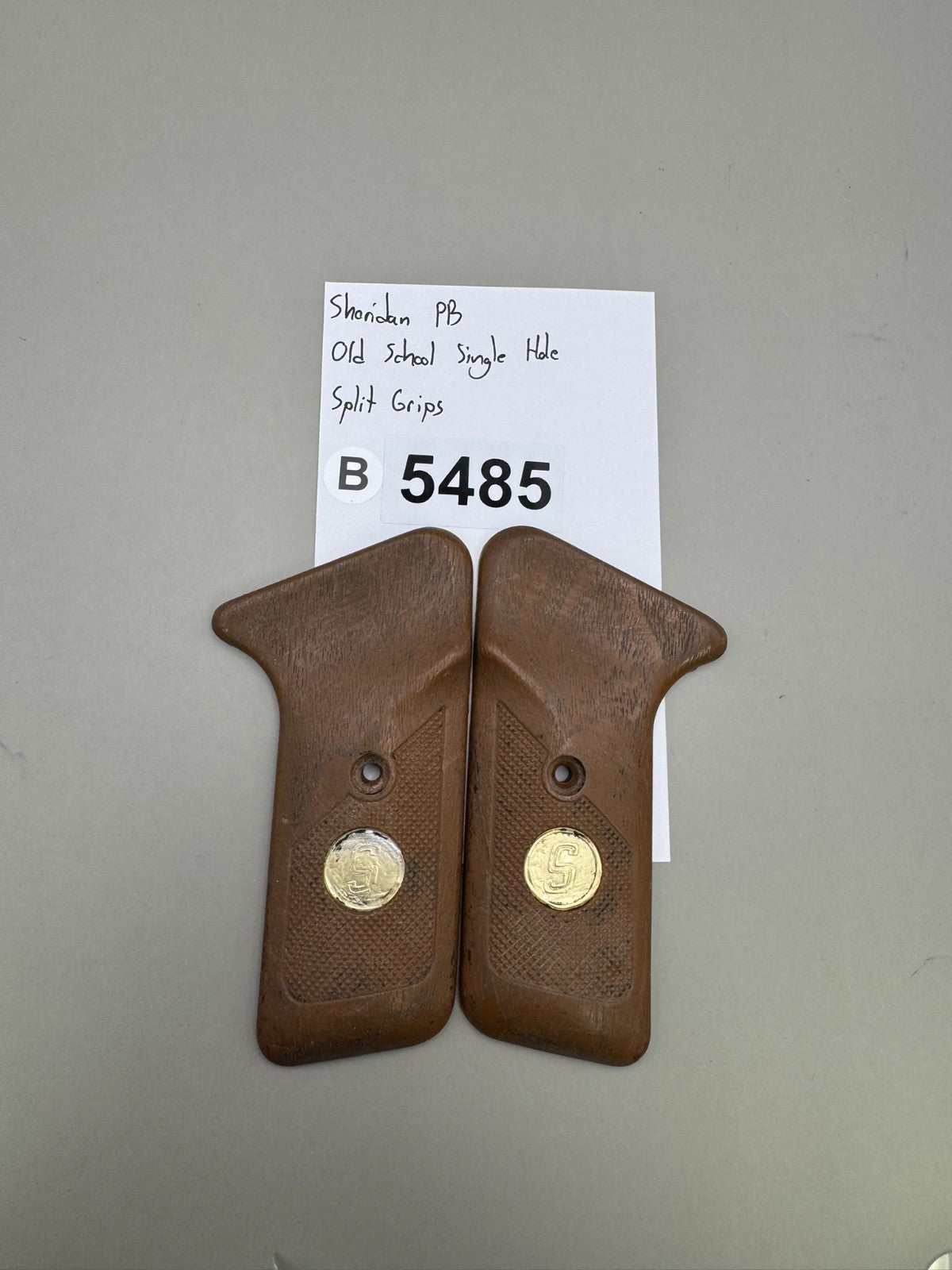 Sheridan PB Old School Single Hole Split Grips-Brown