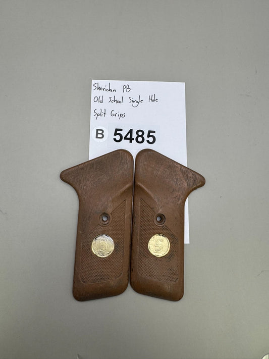 Sheridan PB Old School Single Hole Split Grips-Brown