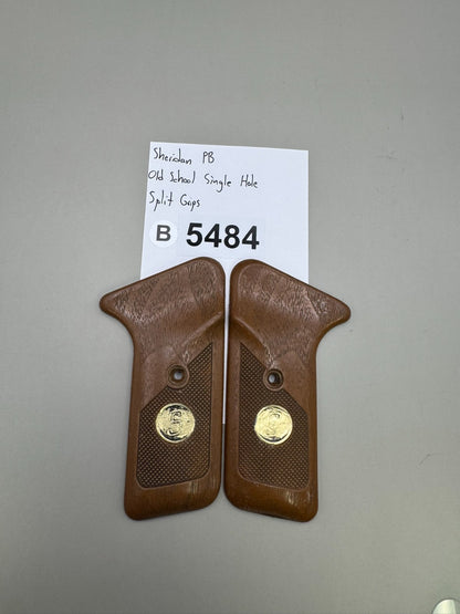Sheridan PB Old School Single Hole Split Grips-Brown