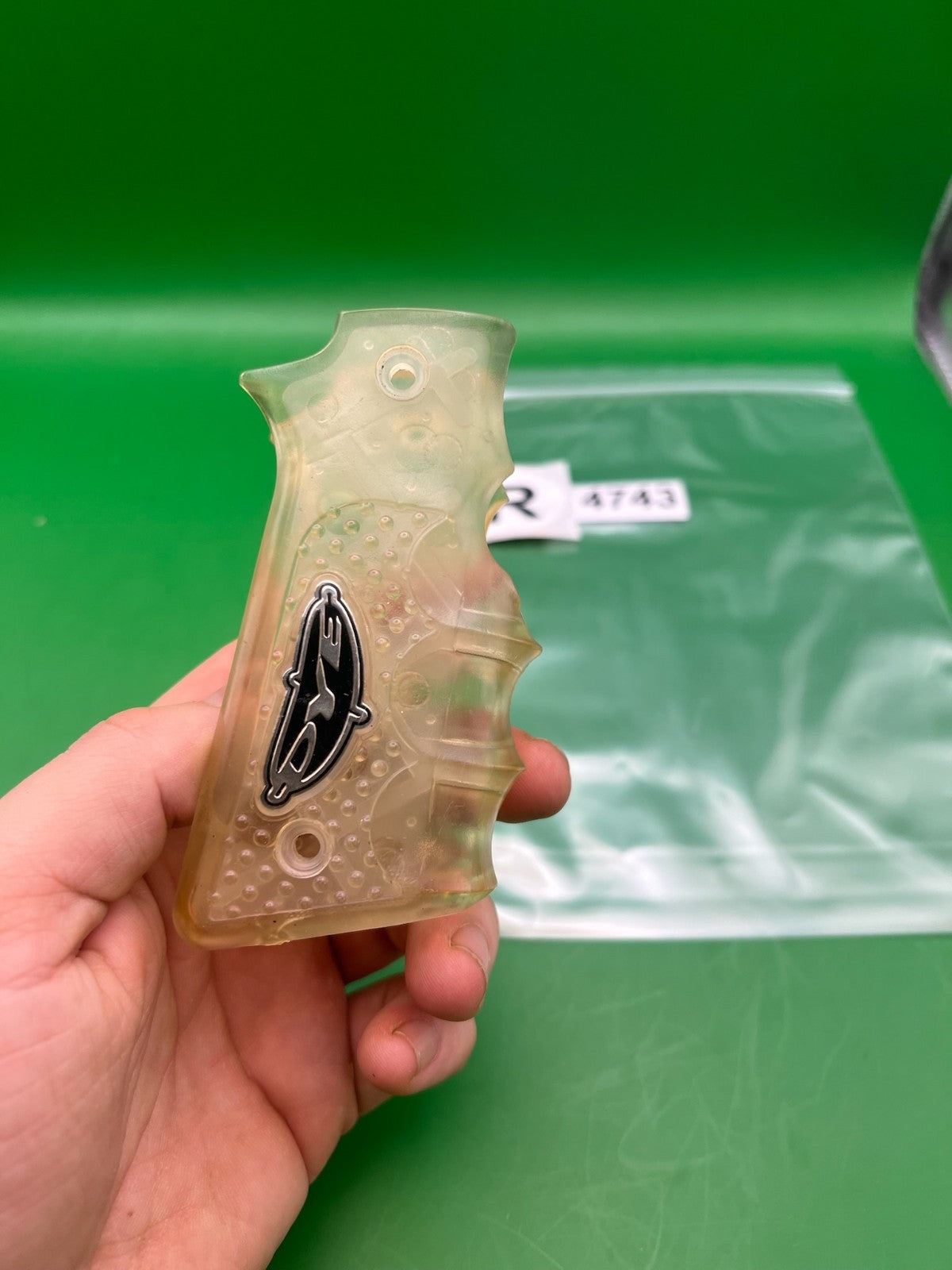 Dye Sticky 45 Grips - used paintball grip panel - clear/smoke translucent