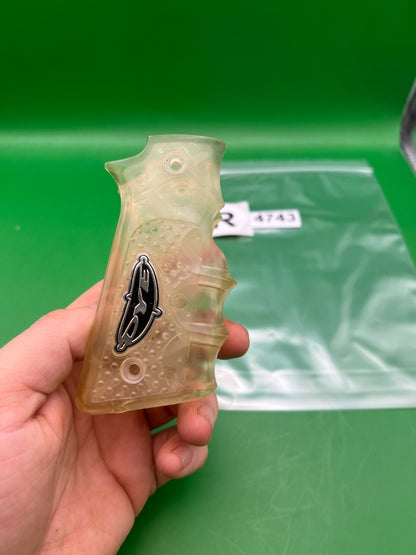 Dye Sticky 45 Grips - used paintball grip panel - clear/smoke translucent