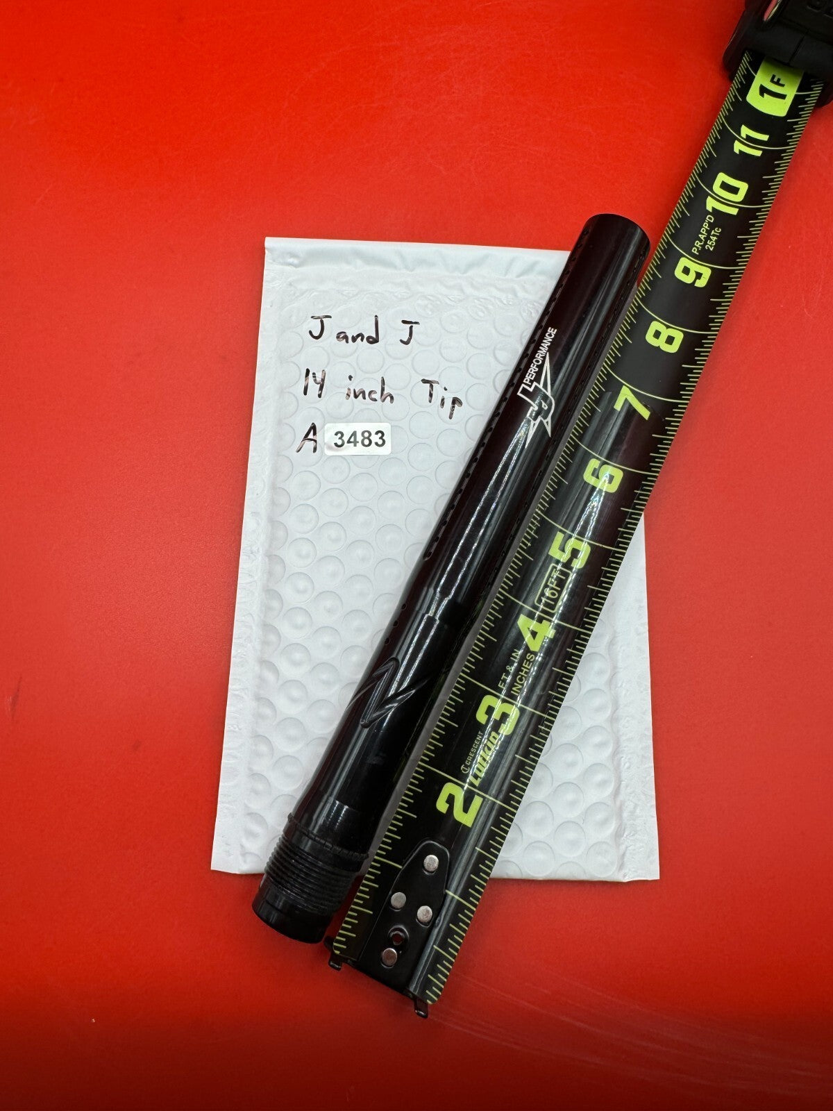 J &amp; J 14 inch Tip Barrel - Black - used paintball barrel tip - black