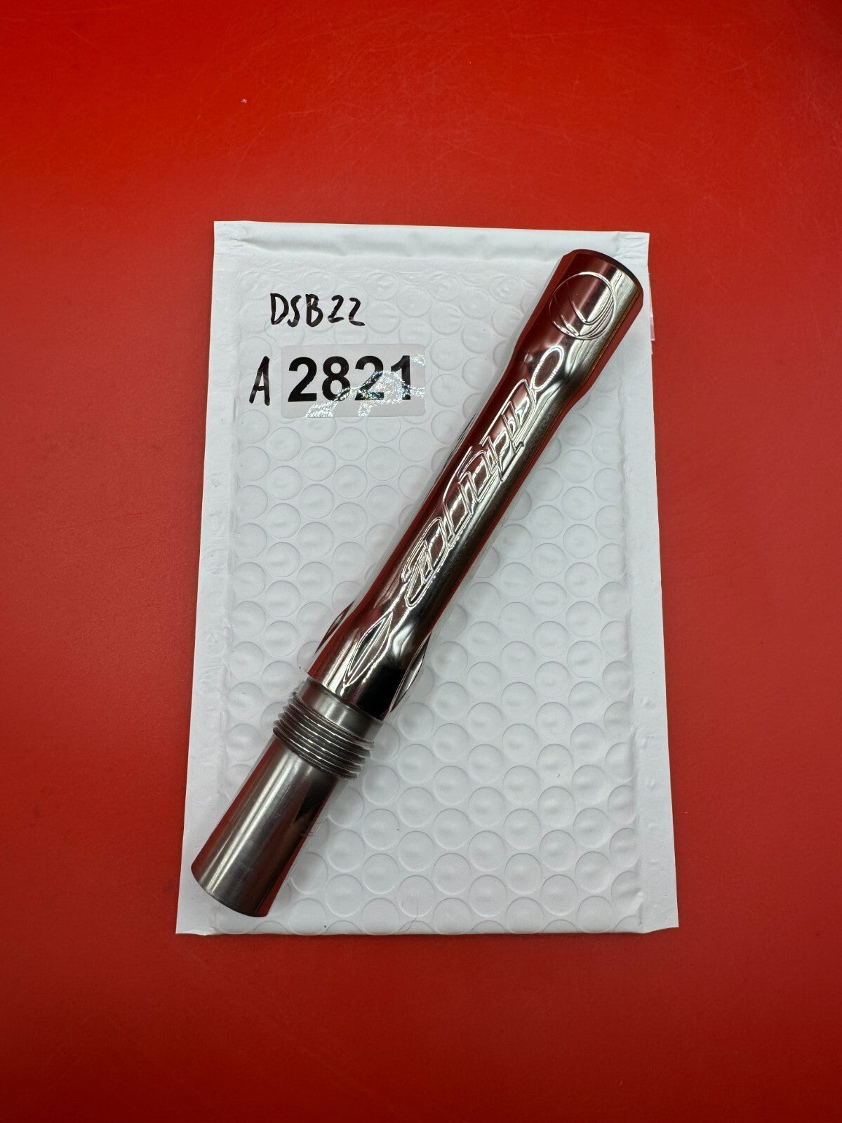 Dye SS Angel Threaded .688 Paintball Barrel Back - Silver - used paintball barrel back - silver
