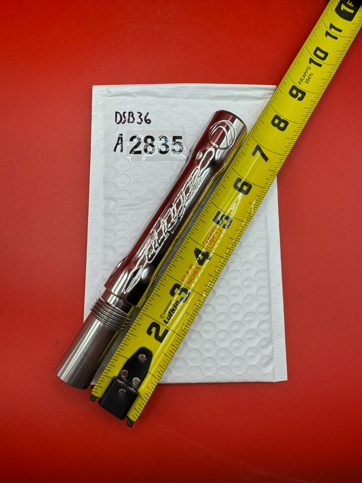 Dye SS Angel Threaded .688 Paintball Barrel Back - Silver - used paintball barrel back - silver