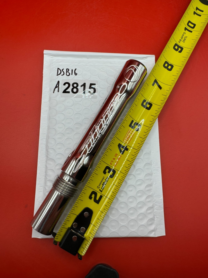 Dye SS Angel Threaded .688 Paintball Barrel Back - Silver - used paintball barrel back - red/silver