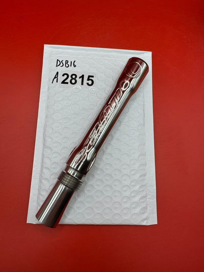 Dye SS Angel Threaded .688 Paintball Barrel Back - Silver - used paintball barrel back - red/silver
