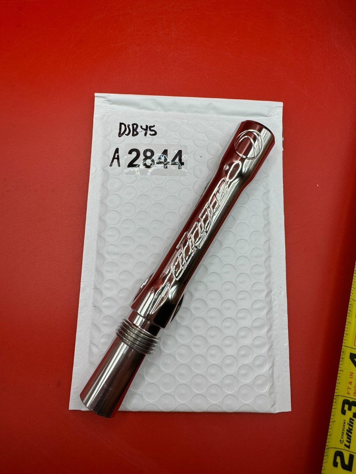 Dye SS Angel Threaded .688 Paintball Barrel Back - Silver - used paintball barrel back - silver