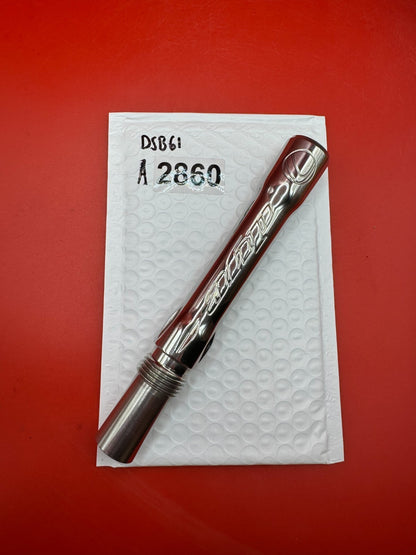 Dye SS Angel Threaded .688 Paintball Barrel Back - Silver - used paintball barrel back - silver/red anno