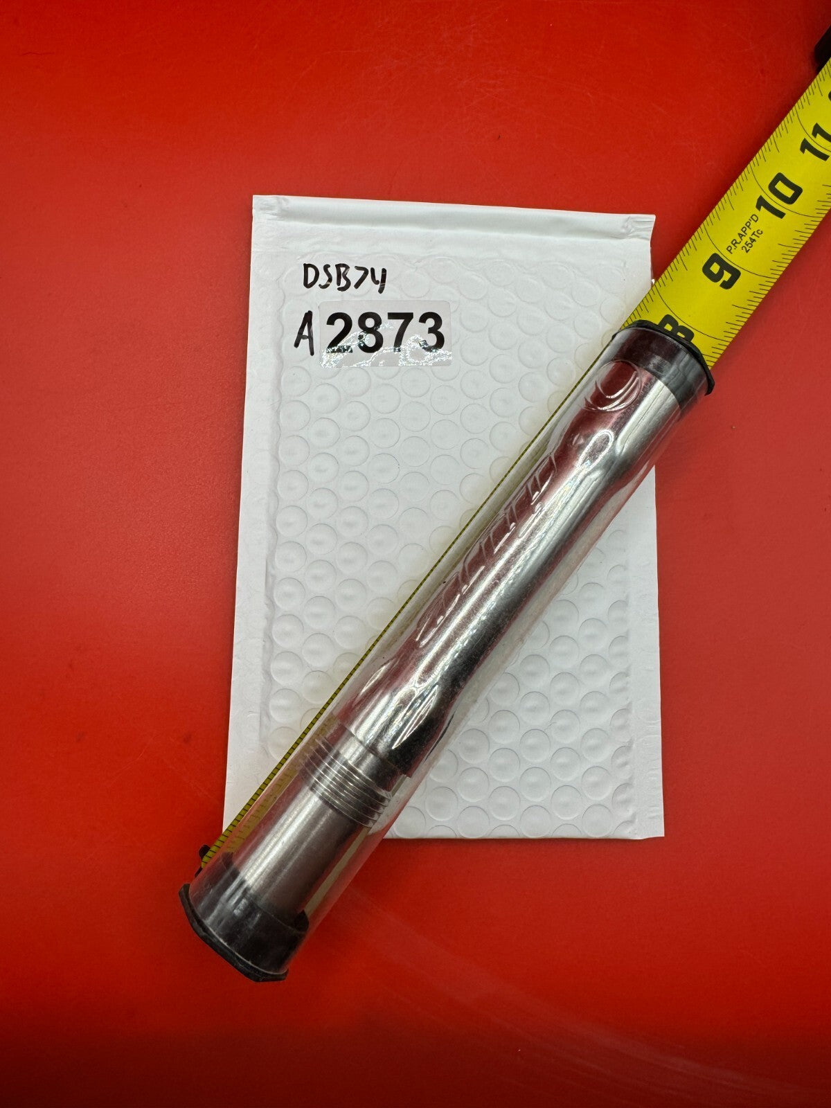 Dye SS Angel Threaded .688 Paintball Barrel Back - Silver - used paintball barrel back - red anno / silver