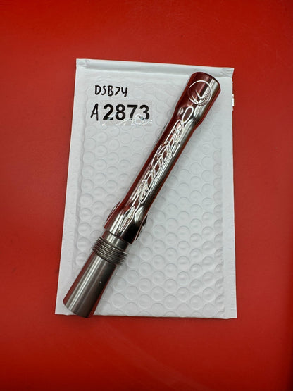 Dye SS Angel Threaded .688 Paintball Barrel Back - Silver - used paintball barrel back - red anno / silver