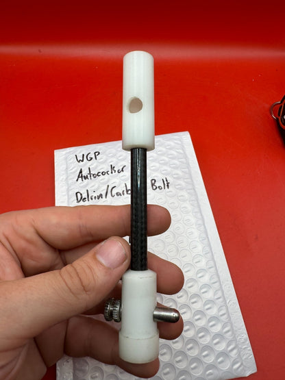 WGP Autococker Delrin/Carbon Bolt NOS White - used paintball bolt - white/black