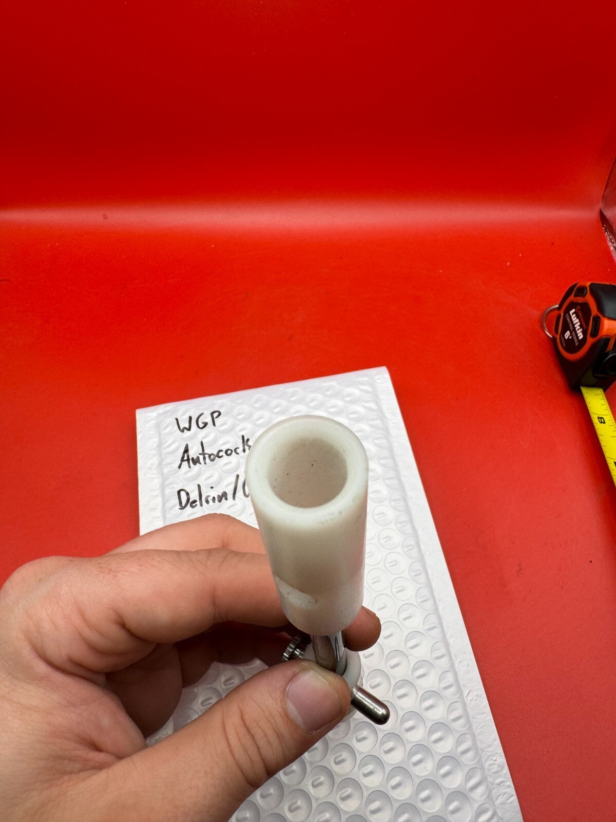 WGP Autococker Delrin/Carbon Bolt NOS White - used paintball bolt - white/black