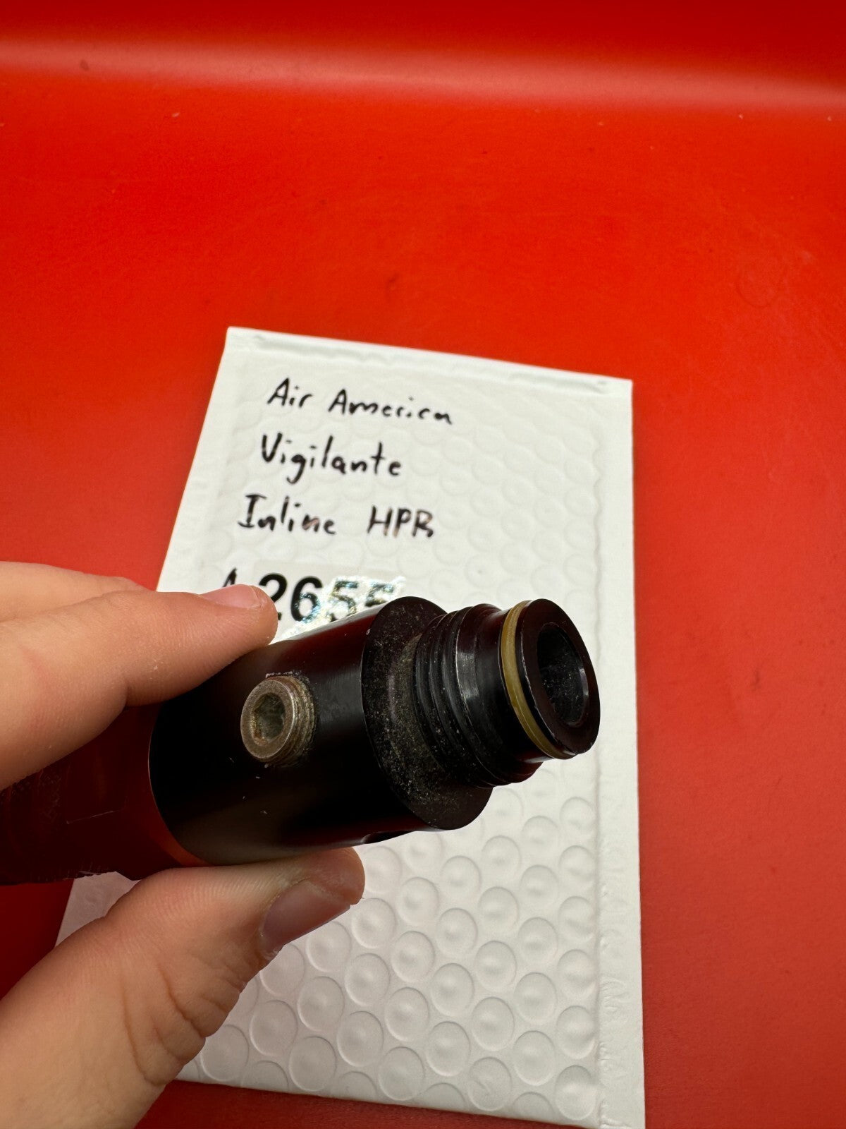 Air America Vigilante Inline HPR - used paintball hpr (high pressure regulator) - black/red anno