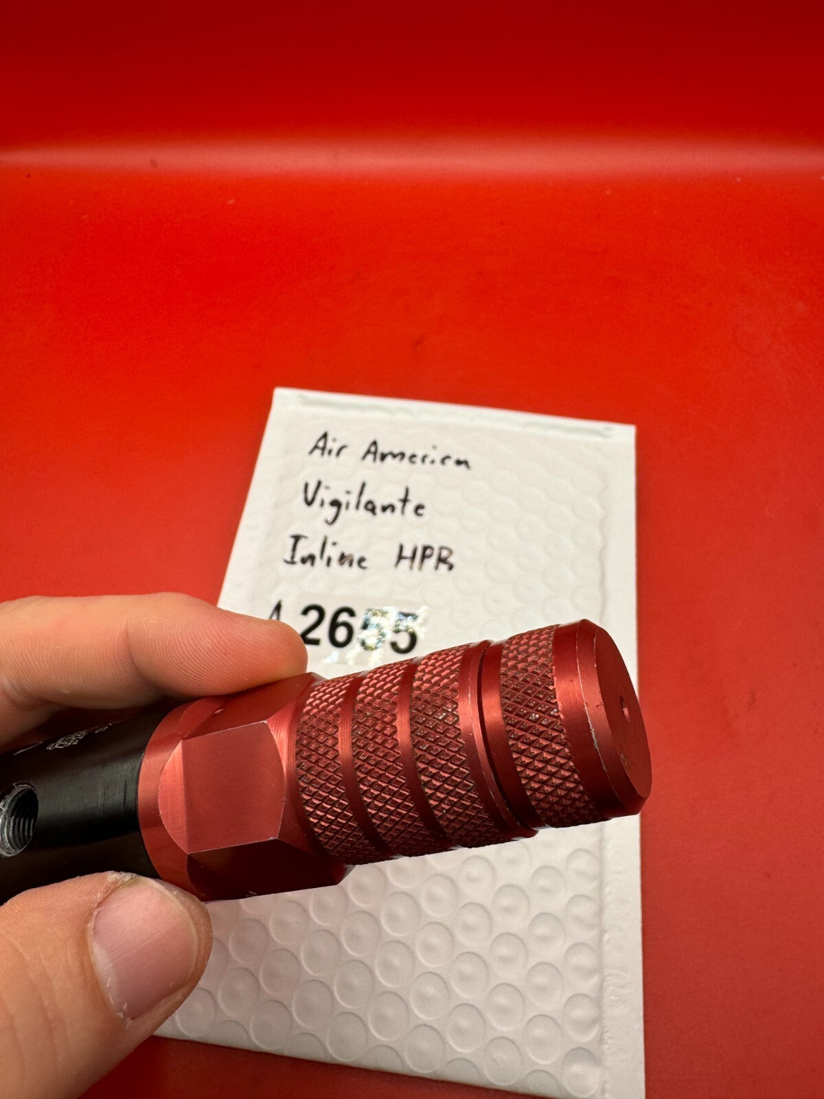 Air America Vigilante Inline HPR - used paintball hpr (high pressure regulator) - black/red anno