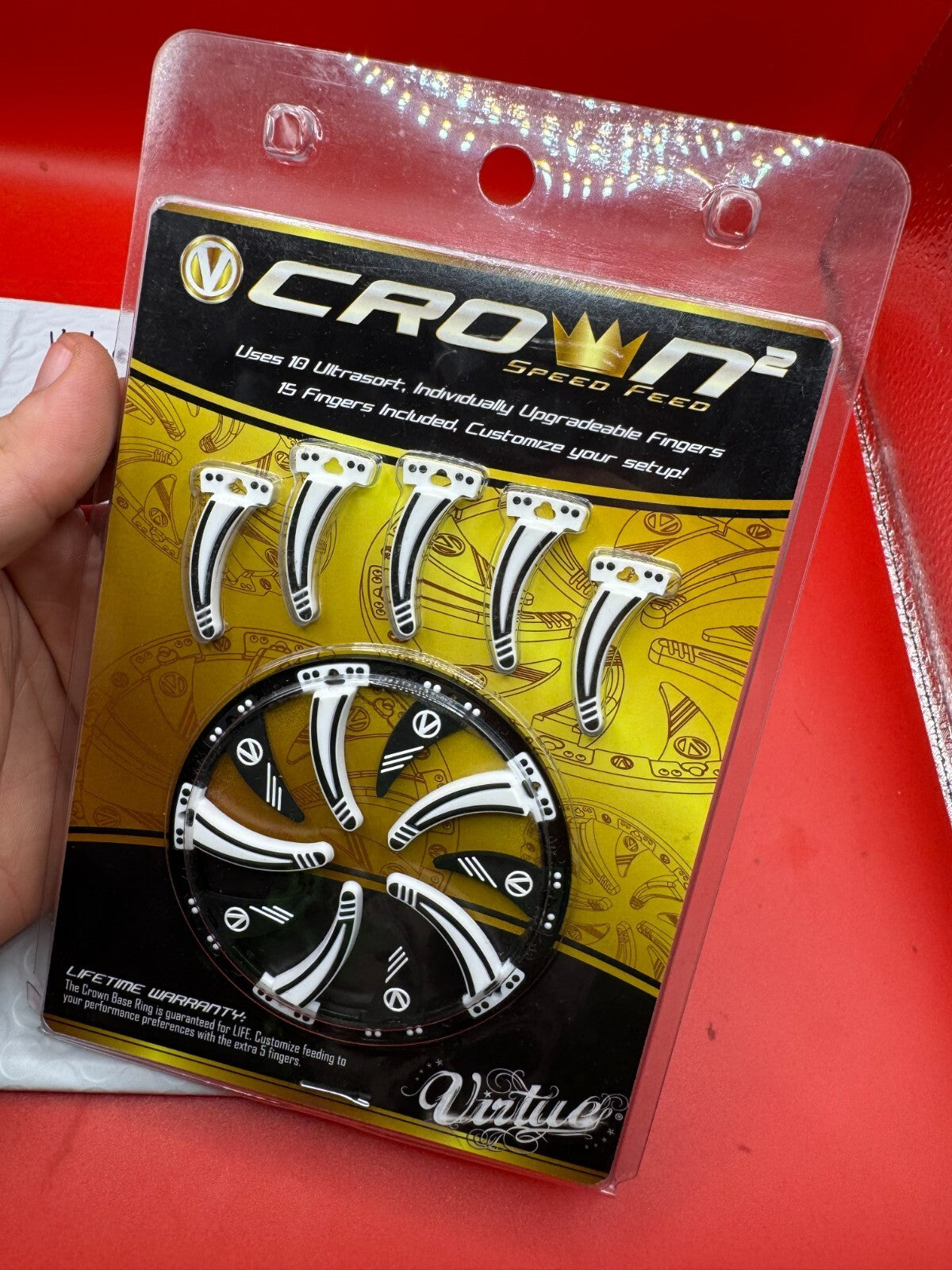 Virtue Crown Speed Feed Rotor  NOS-White - used paintball speed feed - white/black