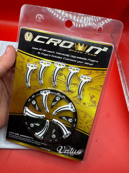 Virtue Crown Speed Feed Rotor  NOS-White - used paintball speed feed - white/black