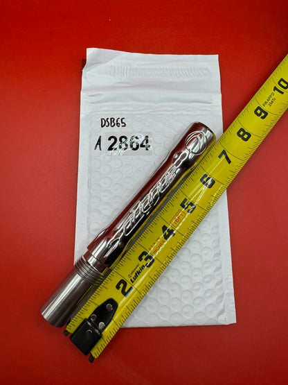 Angel Dye Back .688 Stainless Steel - used paintball barrel back - silver/red anno