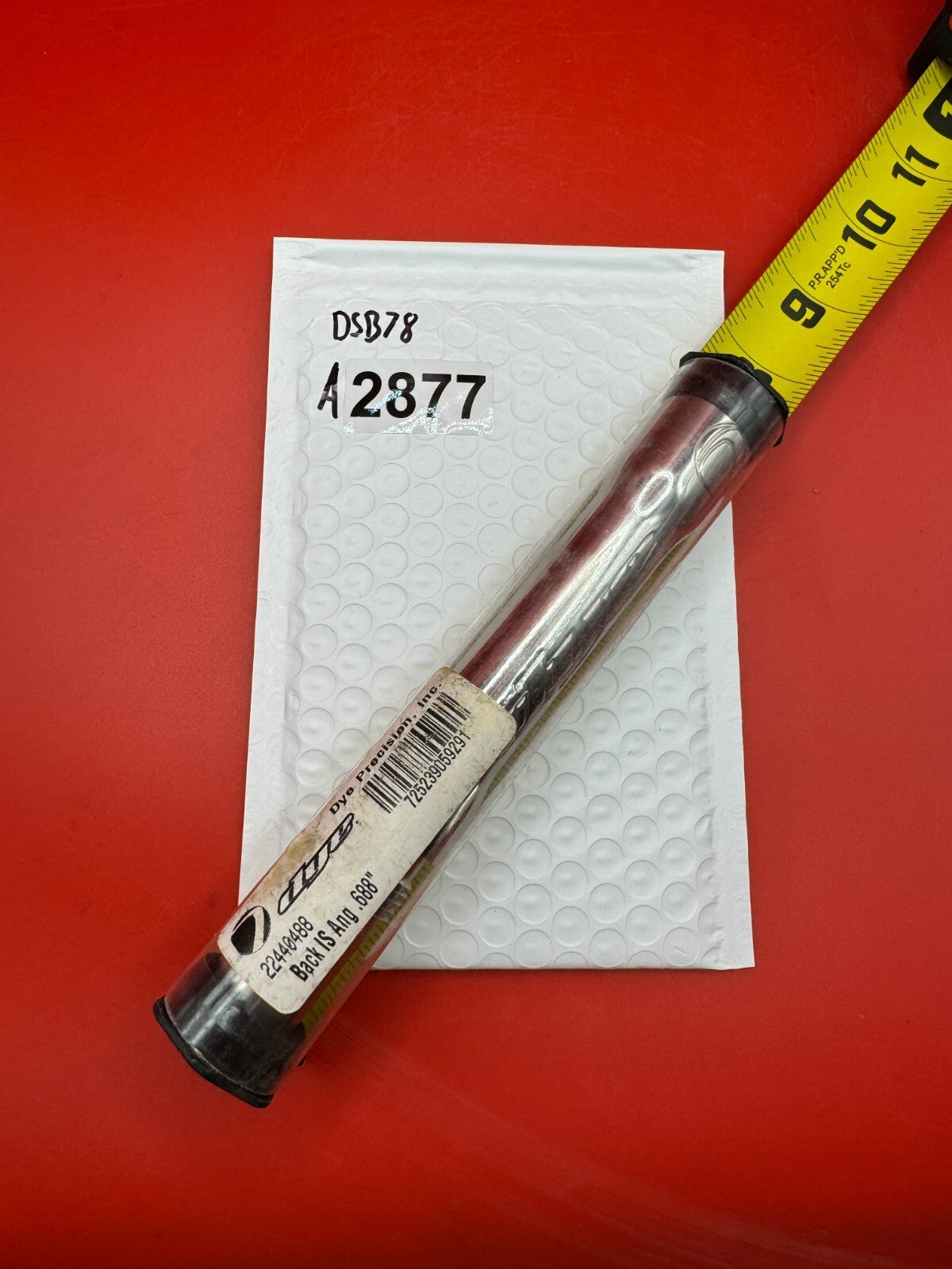 Dye SS Angel Threaded .688 Paintball Barrel Back - Silver - used paintball barrel back - silver
