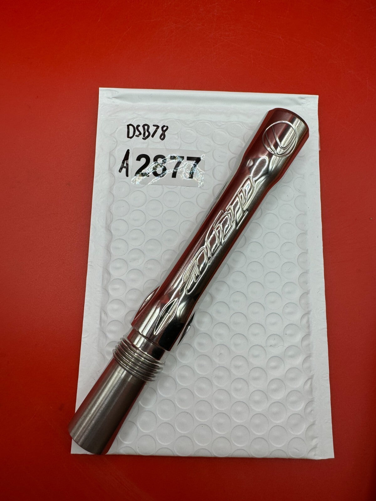 Dye SS Angel Threaded .688 Paintball Barrel Back - Silver - used paintball barrel back - silver