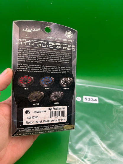 Dye Rotor Velocity Quick Feed Red - used paintball hopper quick feed adapter - olive/gray with red accents