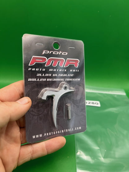 Proto PMR Alloy Ultralite Roller Bearing Trigger Silver - used paintball trigger - silver