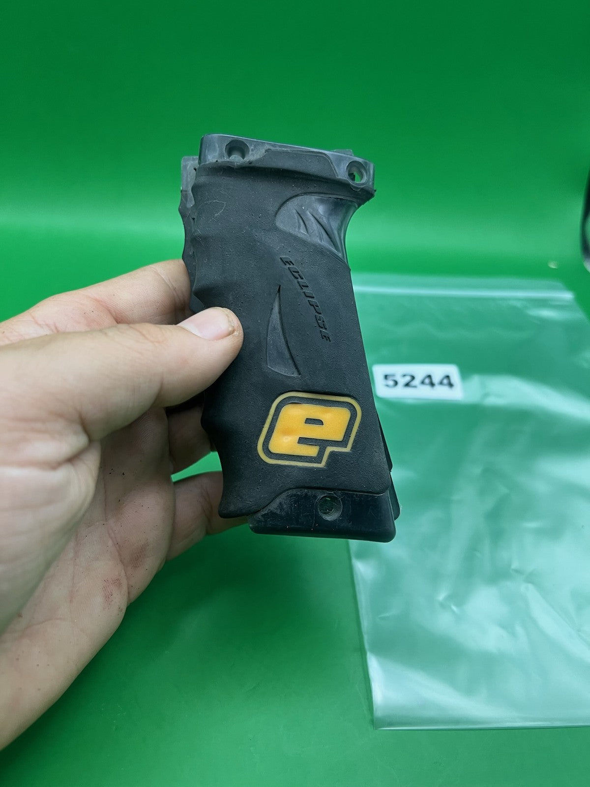 Planet Eclipse OG e-blade auto cocker Grips Black - used paintball grip panel - black/gold