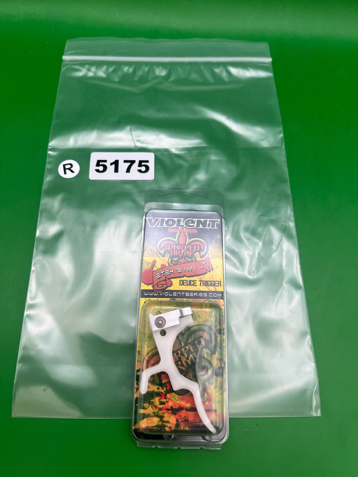 Violent Series Warped Army Etek 3 AM/LT Deuce Trigger White - used paintball trigger - white