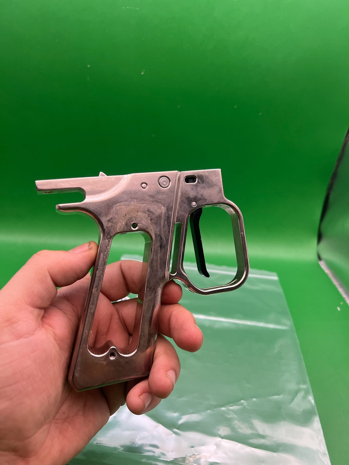 WGP Hinge Trigger Frame Autococker - used paintball trigger frame - raw aluminum / unfinished