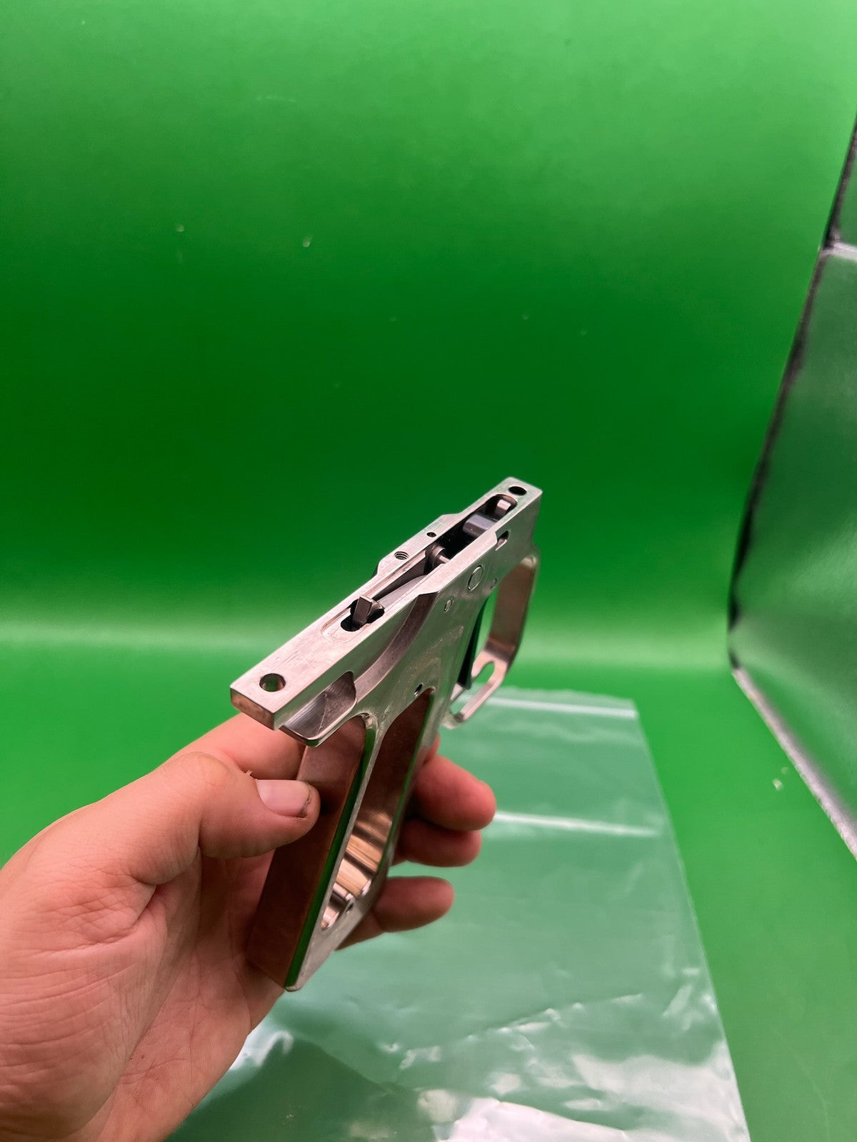 WGP Hinge Trigger Frame Autococker - used paintball trigger frame - raw aluminum / unfinished