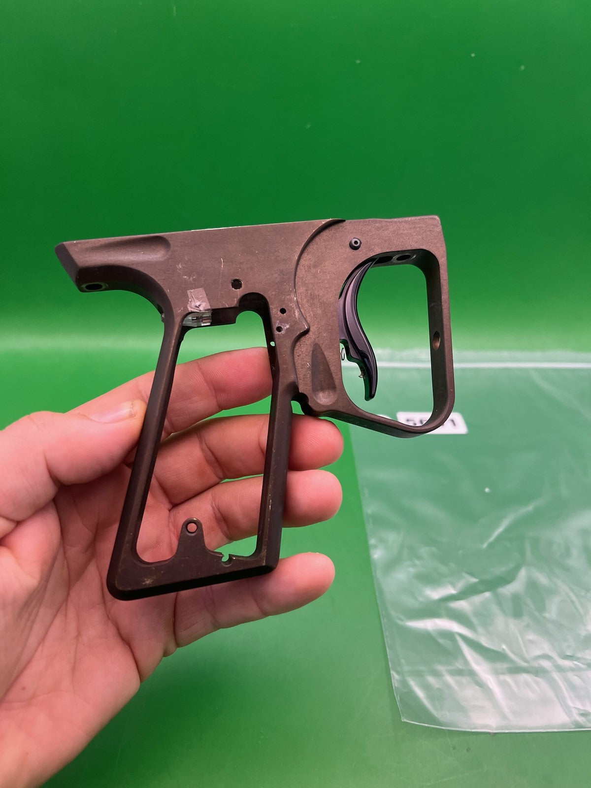 SFT Shocker Frame with Aftermarket Trigger - used paintball trigger frame - dark brown/bronze anno
